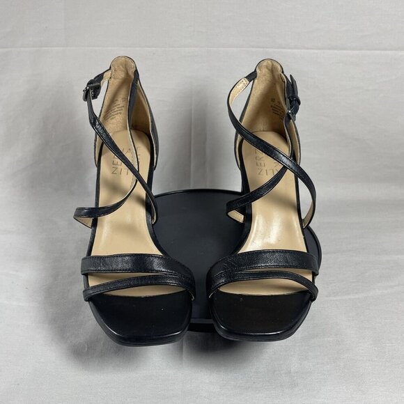 Naturalizer Tiff WOmen's Black Leather Block Heel Ankle Strap Sandal Size 5 - Picture 2 of 7